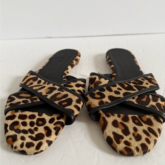 J. Crew Brown and Black Leopard print Sandals flat slides - Picture 8 of 11